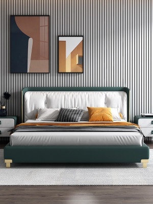Tweepersoonsbed Bedden Ontwerp Gestoffeerd Slaapkamer 180x200cm Modern Hout