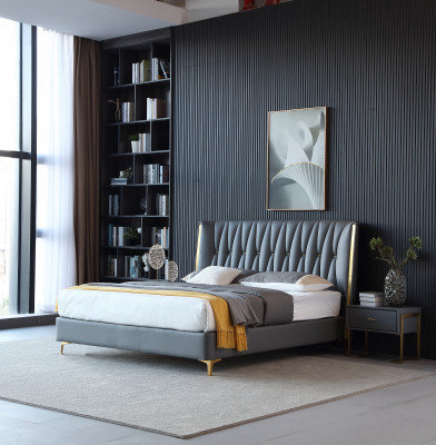 Hotel Luxe Design Bedden Bekleding Metaal Leder Slaapkamer Roestvrij staal