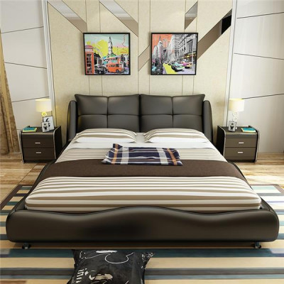 Modern hotel frame luxury bedroom beds design leather bed