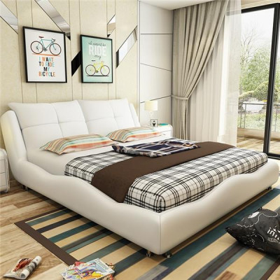 Modern hotel frame luxury bedroom beds design leather bed