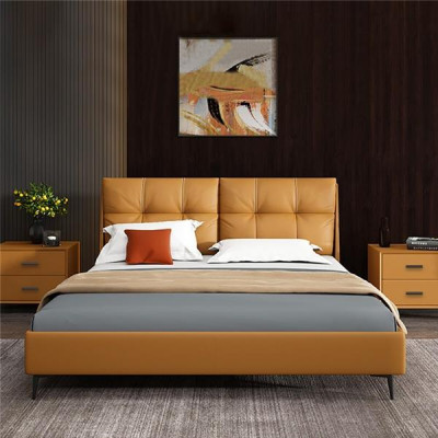 Bedtextiel Leer Hotel Luxe Bekleding Fluweel Stof Designer Bed Slaapkamer