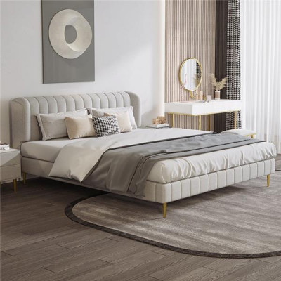 Bedden Dubbele Slaapkamer Luxe Chesterfield Designer Bed Leder Hotel