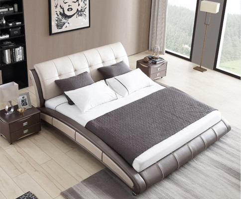 Ontwerp leren bed gestoffeerd dubbel hotelbed slaapkamer huwelijk 180x200 cm.