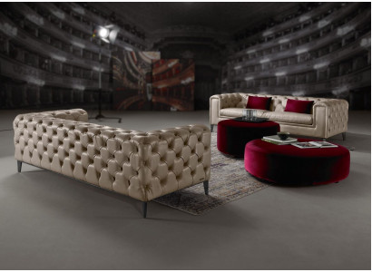 Luxe 3+3 zits bankstel in beige van Chesterfield.