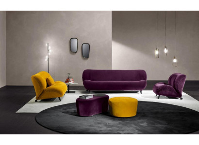 Moderne bankstel 3 + 2 zits fauteuil x2 poef Ontwerper bankstel set Stijlvolle woonkamer meubels