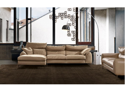 Hoekbank L-vorm woonkamer bank bank bekleding hoek set beige lederen banken nieuw