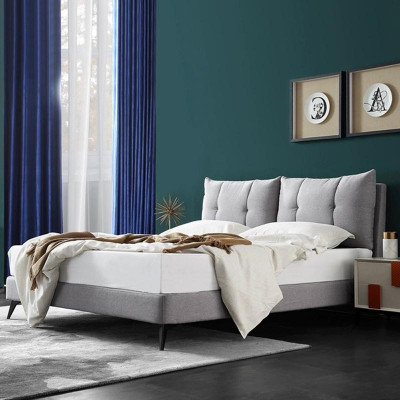 Tweepersoons Hotelbed Bedden Beige 180x200 Slaapkamer Lederen Bekleding Design