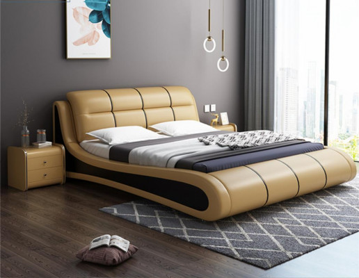 Luxe gestoffeerde bedden textiel dubbel nieuw slaapkamer design bed leer