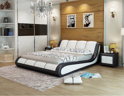 Bedden Luxe Slaapkamermeubels Dubbel Bed Ontwerp Stof Hotel Blauw