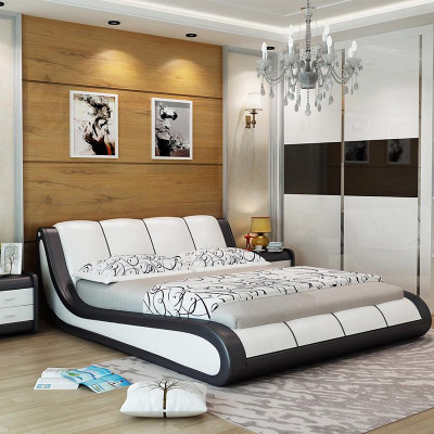 Bedden Luxe Slaapkamermeubels Dubbel Bed Ontwerp Stof Hotel Blauw