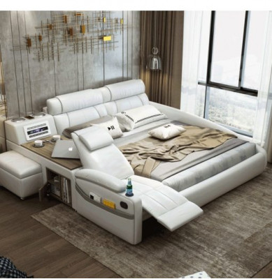 Ontwerpbed XXL Grote Bedden Lederen Hotelbekleding 180x200cm Multifunctioneel