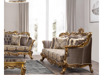 Sofagarnituur 3+1+1 zitplaatsen luxe set bank banken fauteuil stof barok grijs