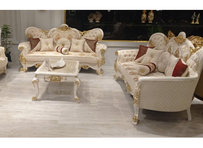 Luxe bankstel 3+3 zitsbank banken fauteuils stoelen zitting stof barok groep barok