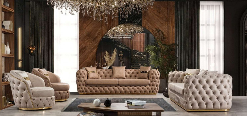 Chesterfield bankstel 3+3+1+1 zitsbankstel bank fauteuil bankstellen leder beige.   Chesterfield bankstel 3+3+1+1 bank fauteuil bankstel in beige leder.