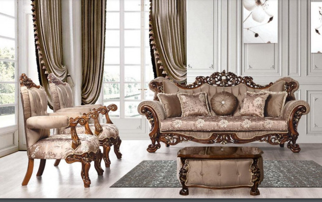 Sofaset 3+1+1 zits set fauteuils banken stoel stof luxe barok meubels