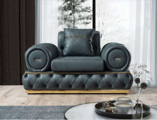 Sofa set 3+3+1 zits bankstel bank fauteuil bankstellen leer luxe Chesterfield.