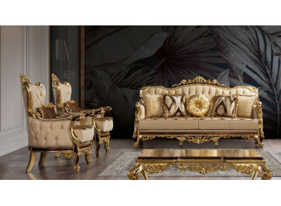 Set bankstel 3+1+1 zetels bank sofa fauteuils luxe set design barok bank