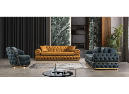 Luxe Chesterfield bankstel 3+3+1 zits bankstel bank fauteuil bankstellen leer