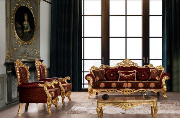 Garnituur banken fauteuil bankstel 3+1+1 zits luxe stof woonkamer barok