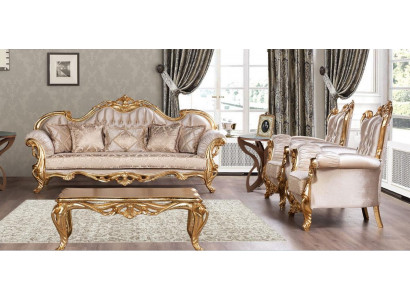 Bankstel 3+1+1 zitsbank fauteuil bankstellen zitbank set groep stof Barok