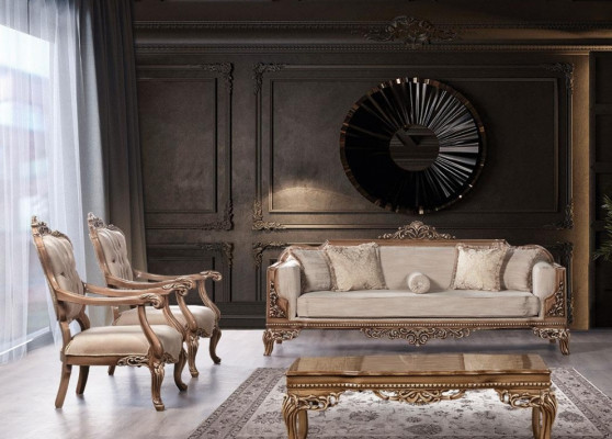 Set bankstoel bankstel 3+1+1 zits luxe groep barok rococo meubels