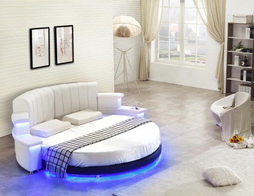 Rond Bed Meubels Gestoffeerde Bedden Slaapkamer Meubelen Leren Bed LED