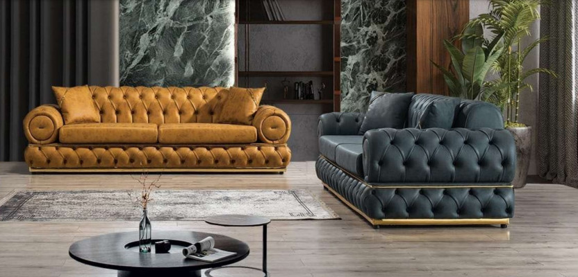 Garnituur Luxe Chesterfield Bankstel 3+3 zits Bank Fauteuil Banken Leer 2-delig