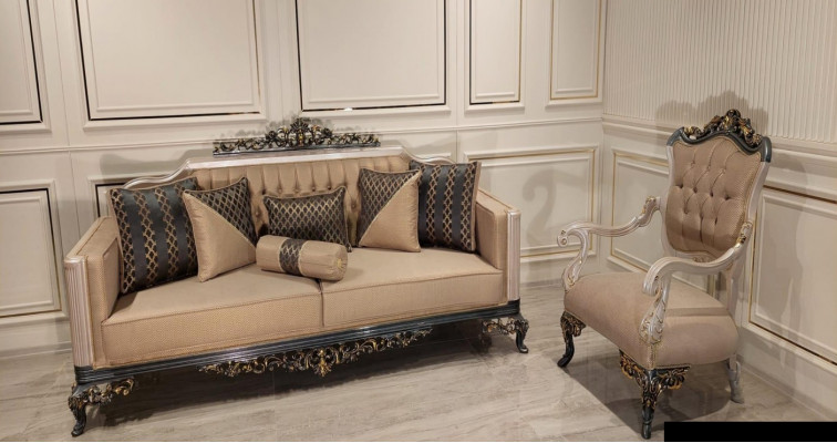 Luxury set bankstel set 3+1 zitsbank bank bank fauteuils stof 2-delig set.