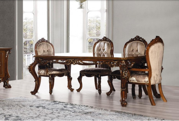 Luxe eetkamer eettafel stoel groep pakket set houten tafel tafels 5-delige sets.
