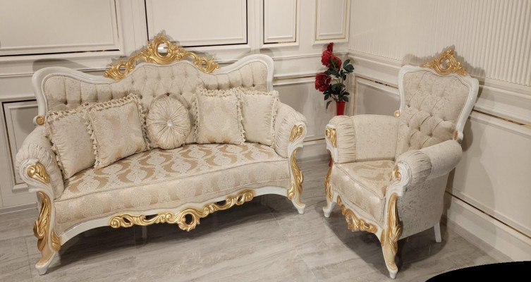 Luxe Groep Bankstel 3+1 zits Set Stoffen Bank Banken Fauteuils Barok Nieuw