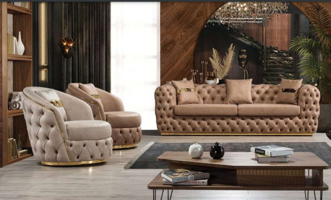 Luxe Chesterfield bankstel 3+1+1 zitsbank set bank fauteuil banken leder