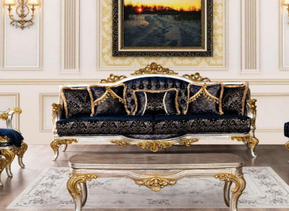 Zitbank Driepersoonsbank 3-zitsbank Banken Stof Stijl Barok Rococo Klassiek Nieuw