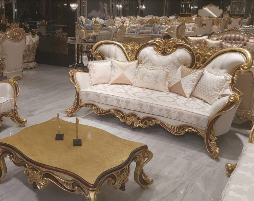 Luxe driezitsbank 3-zitsbank Banken Fauteuils Stof Stijl Barok Rococo 240cm