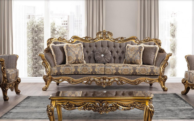 Drieszitsbank 3-zitsbank Driepersoonsbank Bank Banken Fauteuil Zit Stof Stijl Barok
