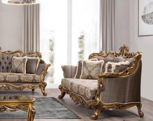 Drieszitsbank 3-zitsbank Driepersoonsbank Bank Banken Fauteuil Zit Stof Stijl Barok