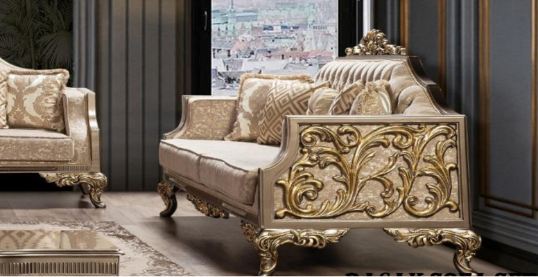Driepersoons bank 3-zits bank Bankstellen Stof Barok Rococo Bank Ontwerp woonkamer