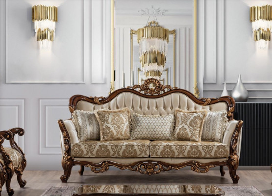 Bankstel 3-zits barok rococo stof driezits bankstellen luxe woonkamer barokstijl