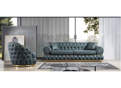 Bankstel 3+1 zits bankstel bank banken leer fauteuil luxe Chesterfield