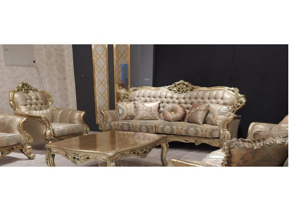 Klassieke driezitsbank Sofa 3-zitsbanken Stof Stijl Barok Woonkamer Stoel Nieuw