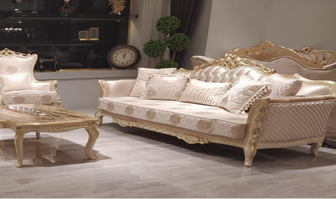 Klassieke driezitsbank 3-zitsbanken Bank Stof Stijl Barok Meubels Rococo