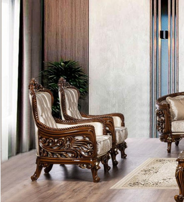 Fauteuil Ohrensessel luxe stof zitontwerp bekleed met barok textiel nieuw.