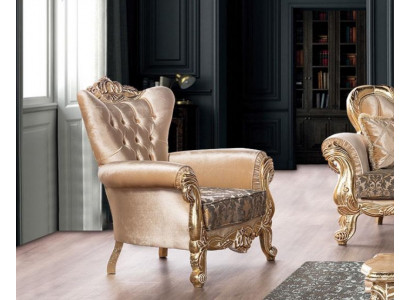 Fauteuil Zitting Zitter Design Woonkamer Bekleding Nieuw Stijl Barok Rococo Luxe Beige
