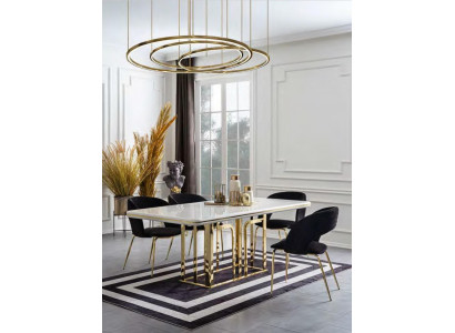 Eetkamer set Eettafel 4 stoelen Roestvrijstalen elementen Moderne meubels