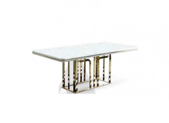 Grote eettafel met roestvrijstalen elementen eetkamer meubels luxe inrichting.