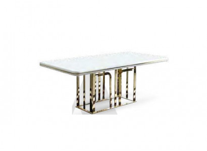 Grote eettafel met roestvrijstalen elementen eetkamer meubels luxe inrichting.