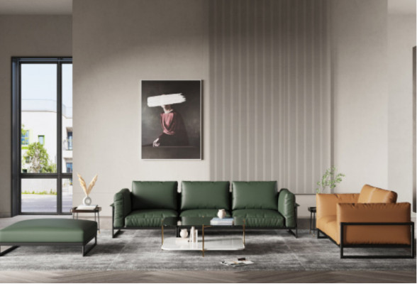Bruin groene 3+2 zits leren woonkamerset kunstleren bankstel set