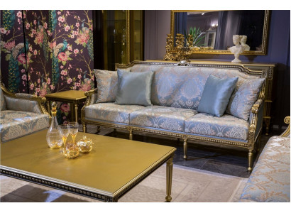 Driepersoons bank gestoffeerd bankstel 3 zits luxe bank kamer blauwe driezitsbank