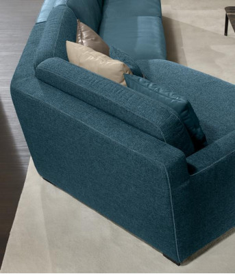 Ontwerp bank L-vorm gestoffeerde bank woonkamer meubels hoekbank textiel blauw