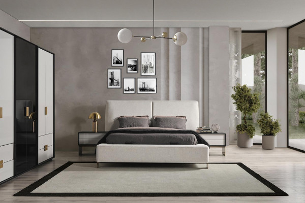 Slaapkamer set Bed 2x Nachtkastjes Kledingkast Luxe nieuw 4-delig Hout
