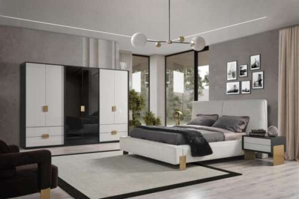 Slaapkamer set Bed 2x Nachtkastjes Kledingkast Luxe nieuw 4-delig Hout